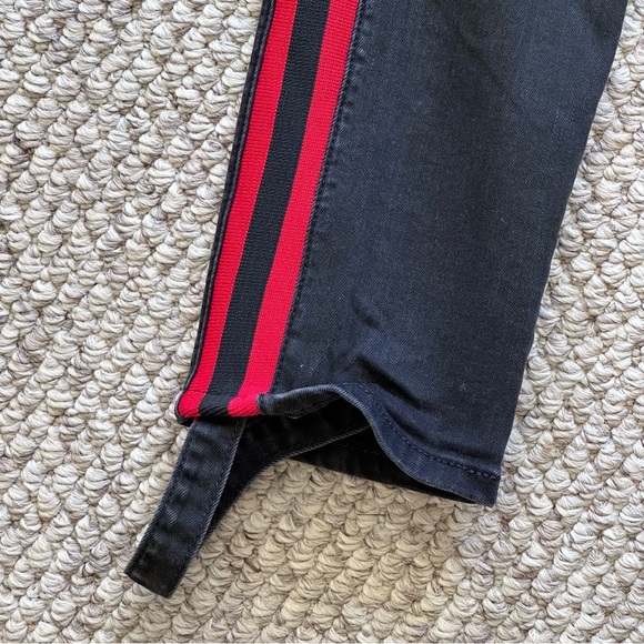 SIWY women’s jeans red stripe bottom stirrups black red size 28” waist USA Made - Picture 10 of 14
